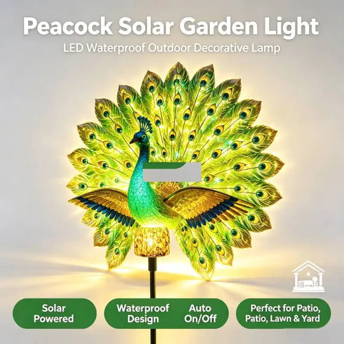 PeacockGlow™ Garden Light - Solar-Powered Yard Elegance
