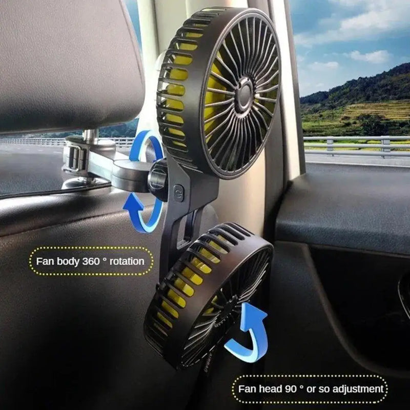 360° Dual USB Car Fan – Cool Every Seat