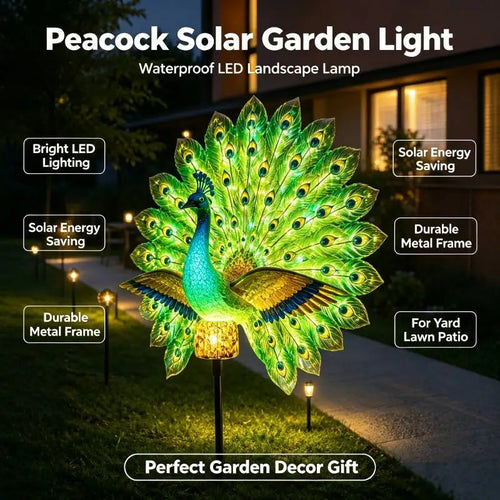 PeacockGlow™ Garden Light - Solar-Powered Yard Elegance